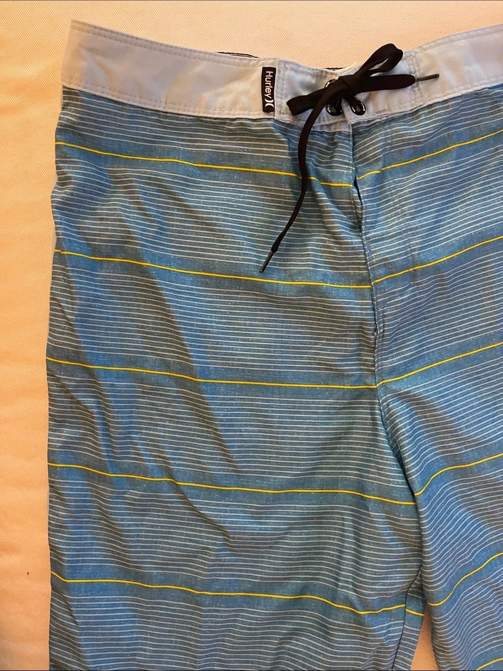 Hurley Blue Board Shorts with Yellow Stripe Accents Size 18/29